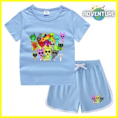 スプランキー sprunki 半袖Tシャツ トップス セットアップ上下セット夏パジャマ インクレディブル ゲーム 110 120 130 140 150 子供服キッズ服 spsuc133 FR