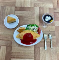 ミニチュアフード　オムライス＆デザートセット