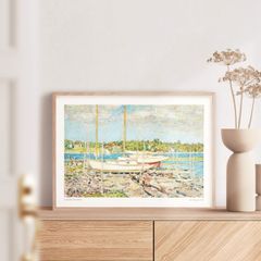 【A3】チャイルド・ハッサム The Harbor アートポスター 名画 絵画 港 船 特大 アートパネル AP285