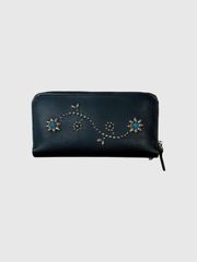 TMT レザー 財布 メンズ レディース 長財布 シンプル おしゃれ かっこいい 牛革 本革 INDIGO LEATHER STADS WALLET LONG ターコイズ フラワー 藍染 TACS2502