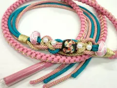 平和屋着物●和装小物　振袖用帯締め　飾り玉　小田巻き　薔薇色　金糸　切り房　逸品　未使用　CAAW4120ju