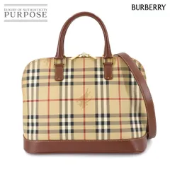 新品同様 バーバリー BURBERRY チェック柄 2way ハンド ショルダー バッグ PVC レザー ベージュ ブラウン Hand Shoulder Bag 90287241