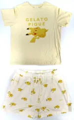 【中古】衣料雑貨 ピカチュウ 接触冷感プリントTシャツ＆ショートパンツセット イエロー レディースフリーサイズ 「ポケットモンスター Pokemon Sleep meets GELATO PIQUE」