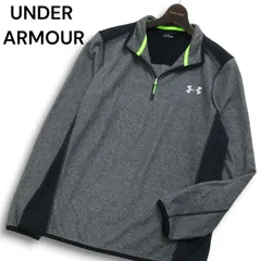 UNDER ARMOUR アンダーアーマー ロゴプリント★ 長袖 ハーフジップ シャツ Sz.M メンズ グレー トレーニング ゴルフ