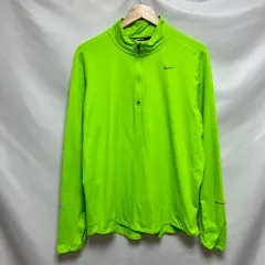 純正品/ 2XL Nike(ナイキ） スウッシュ ドライフィット ランニング 蛍光 ネオン ハーフジップ ドリルトップ ウォームアップ