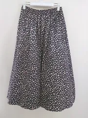 ◇ MAJESTIC LEGON ウエストゴム 総柄 サテン調 ロング フレア スカート サイズM ブラック ピンク レディース  【中古】 【1206240011472】