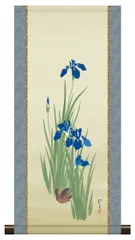 10年保証 掛け軸 ミニ掛け軸  和風 名画複製画 燕子花に水鶏図 酒井抱一 モダン 掛軸 床の間 和室 おしゃれ 壁掛け 絵