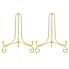 【特価セール】皿立 アイアン 写真立て 本立て プレートスタンド 8号 (2 ゴールド 個セット)