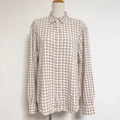 Frank&Eileen フランク&アイリーン FINBAR イタリアンフランネル チェック柄 ボタンダウン ネルシャツ 長袖シャツ ベージュ メンズS 羽織 秋冬