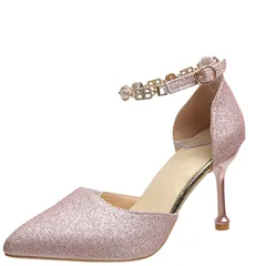 [ReiLuana] [レイルアナ] レディース パンプス ハイ ヒール ピン 大人 靴 美 脚 長 パーティ キラキラ 結婚 式 お呼ばれ 人気 可愛い お洒落 かっこいい キャバ 美シルエット 痛くない  [シャンパンゴールド37] [Free Size]