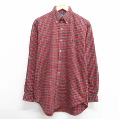 L/古着 ラルフローレン 長袖 ブランド シャツ メンズ 90s ワンポイントロゴ BLAKE コットン ボタンダウン 赤他 レッド チェック 25may20 中