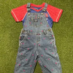 キッズ古着 MLBシカゴカブス Tシャツ XS   オシュコシュ　ハート刺繍　デニムオーバーオール　4T 110cm
