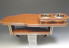 Z12キューブ フロントテーブル大  ウッド　茶ｘゴールド