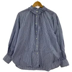 NATURAL BEAUTY BASIC　ナチュラルビューティーベーシック ストライプフリルブラウス sizeM/ブルー×ホワイト