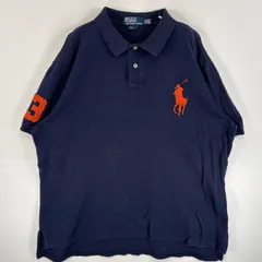 古着 90's/90年代 ポロバイラルフローレン Polo by Ralph Lauren 鹿の子 半袖 ポロシャツ ビックポニー 2ボタン 大きいサイズ XXL  ネイビー系 無地 メンズ