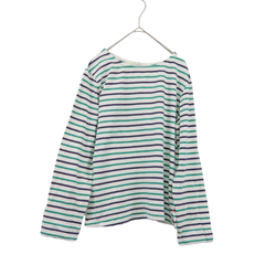 LL ミリアンデニ milli an deni n 長袖ボーダーTシャツ 緑色＆紺色 グリーン＆ブルー 袖口の折り返しが別素材で素敵です 肌触りの良いコットン100％ 大きいサイズ キャンパス地ボーダー お出かけにも普段着にもぴったり S199♪