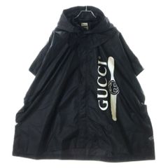 GUCCI (グッチ) 21SS ヴィンテージブランドロゴ ナイロン ケープ レインコート ブラック 626382 4G355
