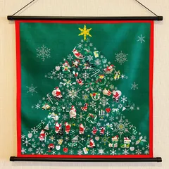 四季彩布タペストリー【たくさんサンタ】軸付きタペストリー クリスマス軸飾り クリスマスツリー 12月タペストリー サンタクロース飾り 季節のタペストリー 新品未使用品 日本製