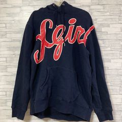 X-girl フーディーパーカー　ネイビー　ビックロゴ赤