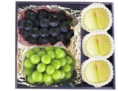 【冷蔵便・予約品】岡山産　旬の果物のセット　1箱　桃・シャイン・ピオーネ　発送時期は　8月上旬～