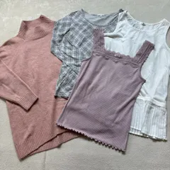 【4点まとめ売り】CINEMA CLUB シネマクラブ レディースLサイズ ハイネック  長袖 七分袖 セーター カットソー チェック インナー キャミ ノースリーブ レイヤード シンプル カジュアル ガーリー