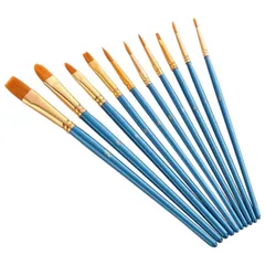 水彩筆 画材筆 面相筆 ペイントブラシ 10本 アクリル絵の具 YFFSFDC 平型筆 丸筆 ナイロンの毛 画筆 短毛筆(10本セット)