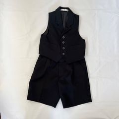 男の子 95cm ベスト パンツ セットスーツ フォーマル カジュアル 結婚式 入園式 発表会 ブラック かっこいい セットアップ