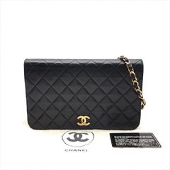 美品 CHANEL シャネル ココマーク ラムスキン マトラッセ フルフラップ プッシュロック チェーン ショルダー バッグ 鞄 ブラック a8151