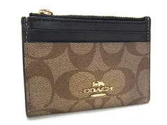 ■美品■ COACH コーチ シグネチャー PVC×レザー カードケース カード入れ パスケース 定期入れ ブラウン系×ブラック系 DI0676
