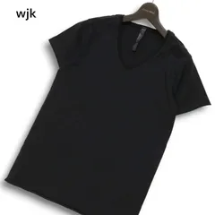 wjk ダブルジェイケイ 春夏★ 半袖 カットオフ Tシャツ Vネック カットソー Sz.M メンズ 黒