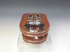 ワゴンRスマイル（21/9～） フロントカップホルダー　B型（カップ1携帯2仕様）　 ウッド　茶ｘゴールド