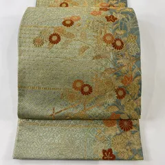 袋帯 六通袋帯 宝祥碧玉華文名品 落款 じゅらく 着物 草花 美品