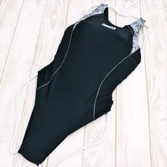 SE3-A09☆arenaアリーナ競泳水着 M オープンバック* 黒グレー かっこいい スタイリッシュ一目ぼれ レディース 練習用水着 フィットネスジムプール ワンピース■