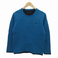 バーバリーブラックレーベル BURBERRY BLACK LABEL Tシャツ ロンT カットソー ホースロゴ 長袖 2 M 青 ブルー /FF