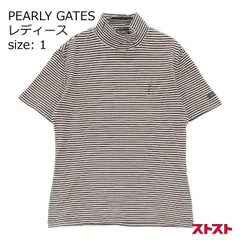 PEARLY GATES パーリーゲイツ ハイネック半袖Tシャツ ボーダー柄 ブラック系 1 [240101026973]#