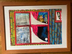 A4イラストボードアクリル絵画「ニャルソック」額込み