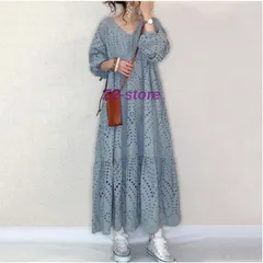 マキシワンピース レディース 40代 ロングワンピース キレイめ 透かし彫りワンピース 大きいサイズ 韓国風 30代 上品