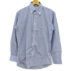 オリヒカ 長袖シャツ トップス ストライプ柄 ボタンダウン 形態安定 メンズ M(39-83)サイズ 白×青 ORIHICA 【中古】