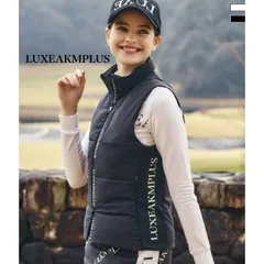 LUXEAKMPLUS リュクスエイケイエムプラス サイドロゴフィット中綿ベスト 細身 スリム レディース 女性 アウター ゴルフ GOLF スポーツ 防寒