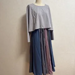 KN3233 ＊5L 大きいサイズ　 ワンピース　ドッキングワンピース配色