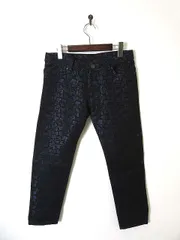 ミッシェルクラン MICHEL KLEIN パンツ ジャガード 総柄 刺繍 38 M 紺 ネイビー