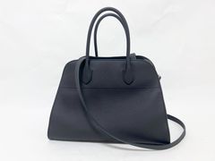 THE ROW ザ ロウ SOFT MARGAUX 12 マルゴー12 カーフスキンレザー トートバッグ ショルダーバッグ ミッドナイト W1586 L133 MIDNIGHT ANS 新品同様