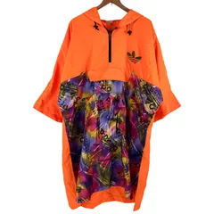 90s adidas デサント製 ハーフジップ ナイロンジャケット FREE SIZE オレンジ AA-1115 ヴィンテージ