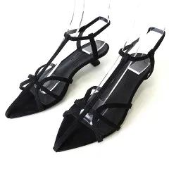 ルタロン Le Talon サンダル ストラップサンダル スエード レザー グラディエーター アンクルベルト S 22.5cm 黒 ブラック くつ 靴 シューズ 美品