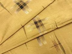 平和屋着物▽蒔絵紬　単衣　井桁絣　反端付き　正絹　逸品　未使用　AABB2072fy 平和屋着物▽上質な紬 単衣 縞 反端付き 正絹 逸品 AAAZ1690fyの通販は