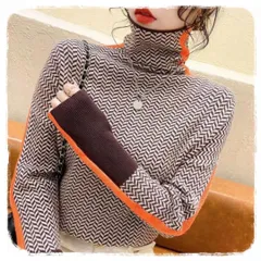 レディース　ニット　ハイネック　ボトルネック　オレンジ　ブラウン　韓国　きれいめ　モード　オルチャン　モード　タートルネック　大人気　長袖　秋冬