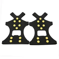 靴底用滑り止めスパイク　滑り止めシューズカバー　ソール用滑り止めスパイク　アイゼンスパイク　スノーアイスグリップシューズカバースパイク スノークライミングシューズ　山登り補助道具 1ペア　10ピン (ブラック+イエロー)