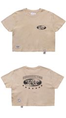 【RESURRECTION13】Washed Patchwork Crop T-Shirt (Women)