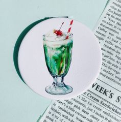 喫茶店のクリームソーダ　コンパクトミラー　メロンソーダ　ソーダ水