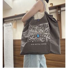 Ball&Chain ボールアンドチェーン BLUE BOTTLE COFFEE M L エコバッグ 刺繍 大容量 ショルダーバッグ 折畳み コンパクト 男女兼用 新品未使用 グレー